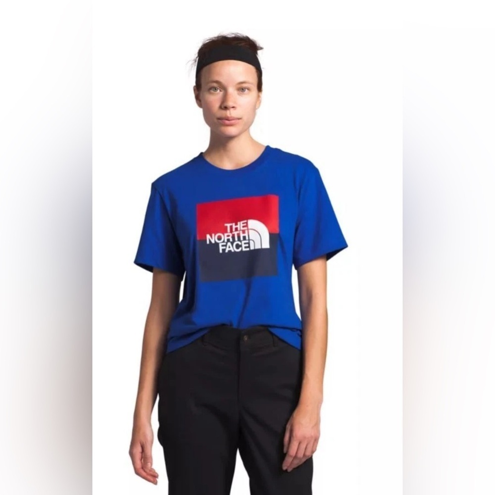 The North Face TNF T-Shirt USA Box Tee Womens Medium Blue White Red and Navy